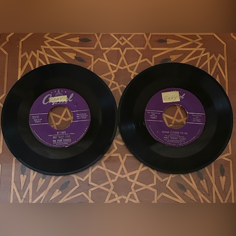 Vintage Nat King Cole 1950’s Vintage 45 RPM Vintage Records~Set of 2
